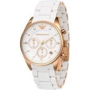 Water Resistant Emporio Armani Sportivo Ladies Gold Dial Chronograph Watch AR5920 + 1-Year Warranty Included | Wowcher