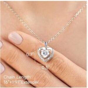 Moissanite Heart Pendant Necklace - 1 Carat Round Brilliant