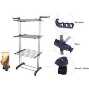 Spacious 3 Tier Foldable Clothes Airer with Wheels | Wowcher