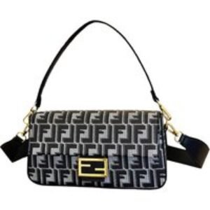 Unisex Black Designer  Baguette Leather Crossbody Bag | Wowcher