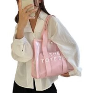 Unisex Black Trendy Waterproof Transparent PVC Handbag With Magnetic Buckle & Pouch | Wowcher