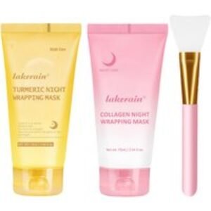 Lakerain Collagen & Turmeric Brightening Facial Mask Set - Dual-Action Hydration & Glow For Sensitive Skin (Peel-Off Masks) | Wowcher
