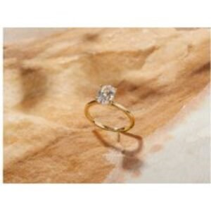 1.00ct D/VVS1 Oval Moissanite Solitaire Engagement Ring in Gold-Plated Setting | Wowcher
