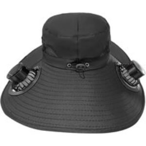 Wide Brim Hiking Sun Hat with Dual Solar Fans and USB Charging - 5 Colours | Wowcher