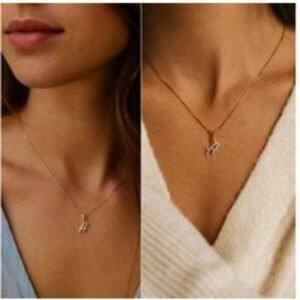0.50ct CZ Diamond Initial Pendant Necklace - Personalised Sterling Silver Jewellery | Wowcher