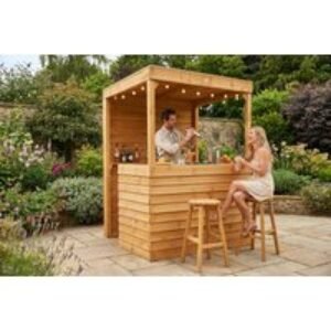 Timber Garden Bar & Storage Unit with LED Solar Lights - Weatherproof Treated Wood