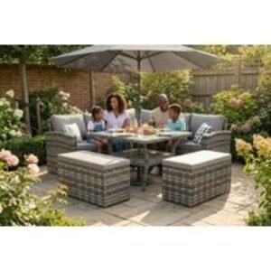 9-Seater Weather-Resistant Rattan Garden Dining Set - Space-Saving Outdoor Furniture | Wowcher