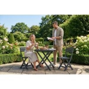 3-Piece Weather-Resistant Bistro Set - Foldable Chairs & Table | Wowcher
