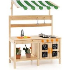 Outdoor Wooden Mud Kitchen with Canopy! | Wowcher