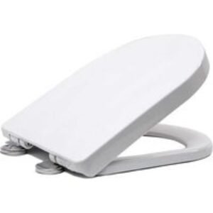 D Shape Soft-Close White Toilet Seat - Anti-Bacterial