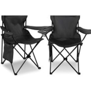 2pk Lightweight Folding Camping Chairs with Cup Holder & Storage Pocket - 600D Oxford