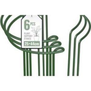 6 Pack Heavy-Duty Metal Plant Support Stakes - Steel Ring Cage