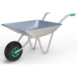 Heavy-Duty Galvanised Metal Wheelbarrow with Pneumatic Tyre - 65L