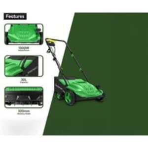 1500W Electric Lawn Scarifier & Aerator with 32cm Width and 30L Collection Box | Wowcher
