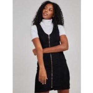 Women's Black Pink Vanilla Zip Through Corduroy Dress | Wowcher