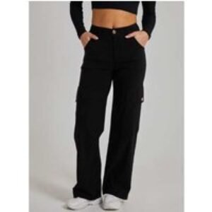 Women's Black Wide Leg Lightweight Cargo Pants - Breathable Retro Summer Trousers | Wowcher