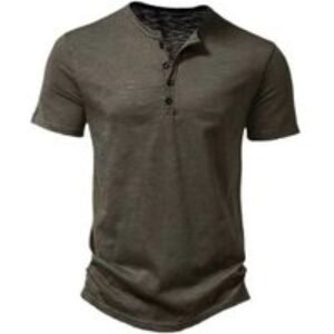 Men's Breathable Cotton Henley Polo Shirt - Classic Solid