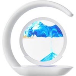 Modern 3-in-1 Wireless Charging LED Table Lamp with Rotating Quicksand Art - Dimmable