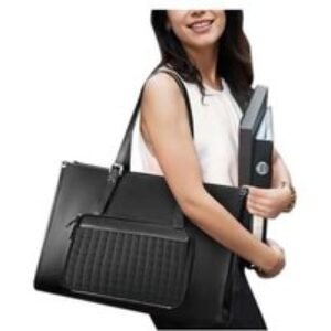 Black Laptop Tote Bag With Insulated Lunch Compartment | Wowcher