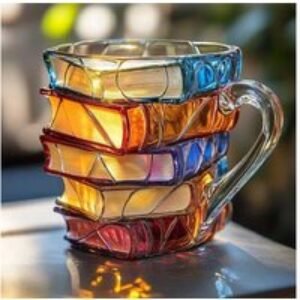 300ml Durable Glass Novelty Book Mug - Painted Coffee Cup for Book Lovers