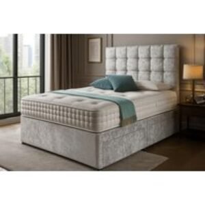 Crushed Velvet Divan Bed & Memory Sprung Mattress - 7 Colour Options | Wowcher
