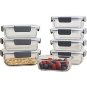 Pack of 10 Glass Airtight Food Storage Containers - Leakproof