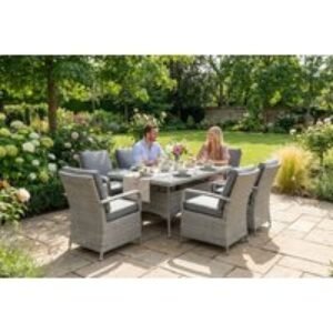 Light Grey Rattan Dining Set - 6-Seater