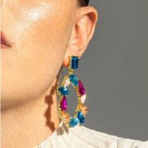 Luxenter Durblai 18ct Gold & White Lacquer Statement Earrings for Women | Wowcher
