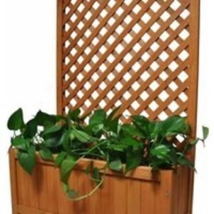 Wooden Garden Planter with Trellis - Durable Outdoor Vine Pot & Lattice Feature | Wowcher